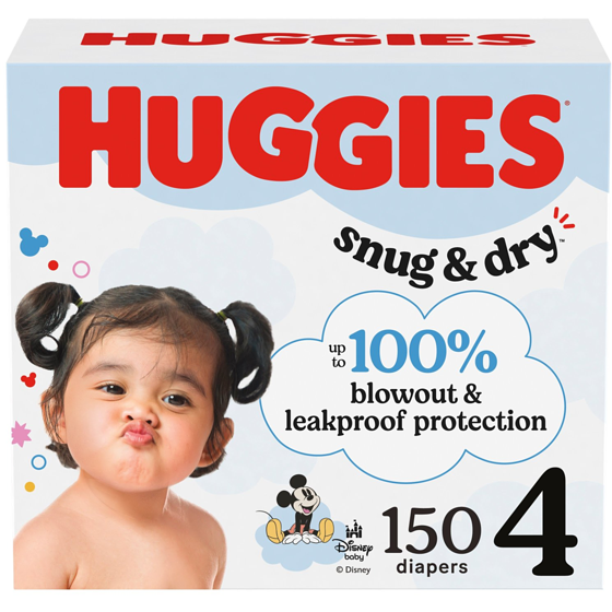 Huggies Snug & Dry Baby Diapers, Size 4 (22-37 lbs), 150 Ct 150 ea, $0.28/1ea