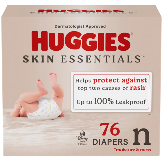 Huggies Skin Essentials Diapers, Newborn (6-9 lbs), 76 Ct 76 ea, $0.43/1ea
