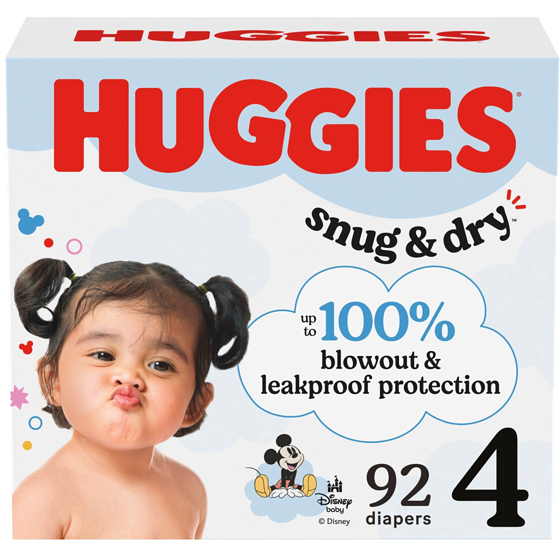 Huggies Snug & Dry Baby Diapers, Size 4 (22-37 lbs), 92 Ct 92 ea, $0.30/1ea