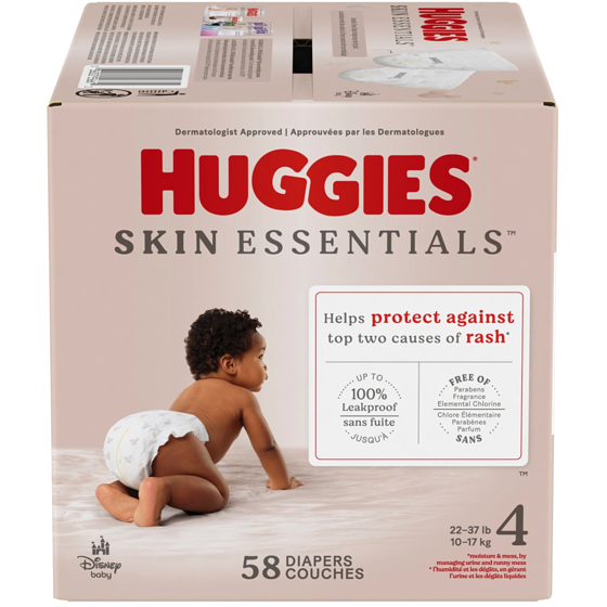 Huggies Couches pour bébés Skin Essentials, taille 4, 58 couches 58 ea, 0,64 $/1ch