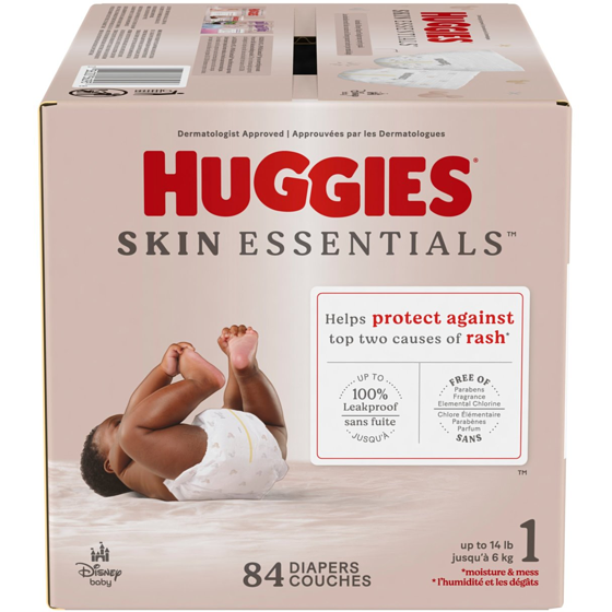 Huggies Couches pour bébés Skin Essentials, taille 1, 84 couches 84 ea, 0,44 $/1ch