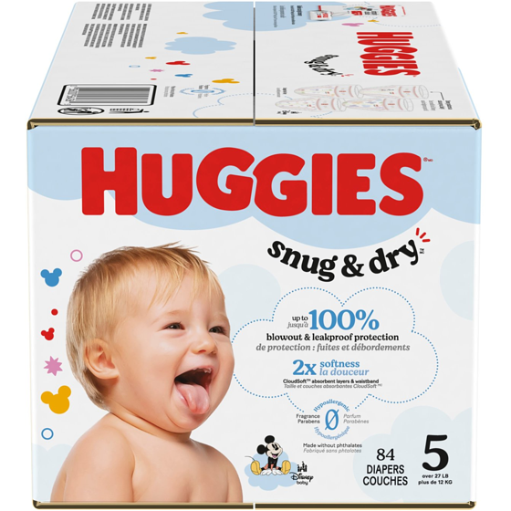 Huggies Couches pour bébés Little Snugglers, taille 5, 84 couches 84 ea, 0,33 $/1ch