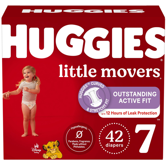 Huggies Little Movers Baby Diapers, Size 7 (41+ lbs), 42 Ct 42 ea, $0.86/1ea