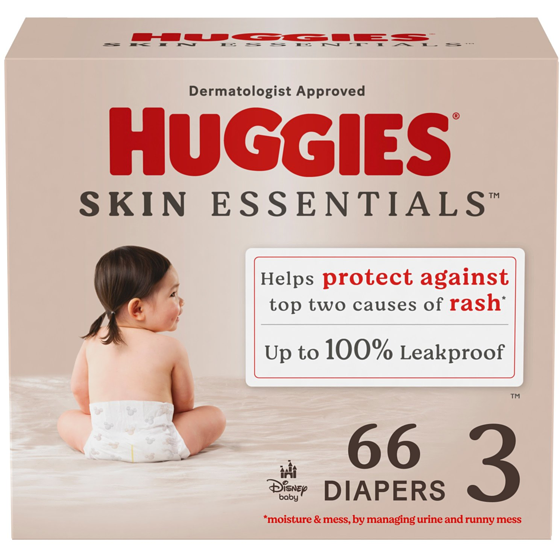Huggies Skin Essentials Baby Diapers, Size 3 (16-28 lbs), 66 Ct 66 ea, $0.50/1ea