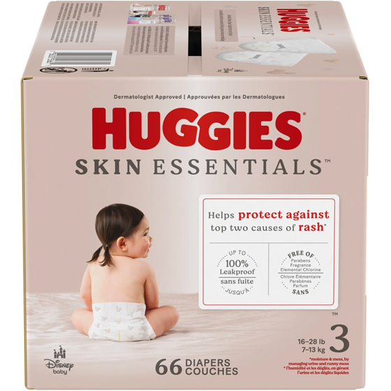 Huggies Couches pour bébés Skin Essentials, taille 3, 66 couches 66 ea, 0,56 $/1ch