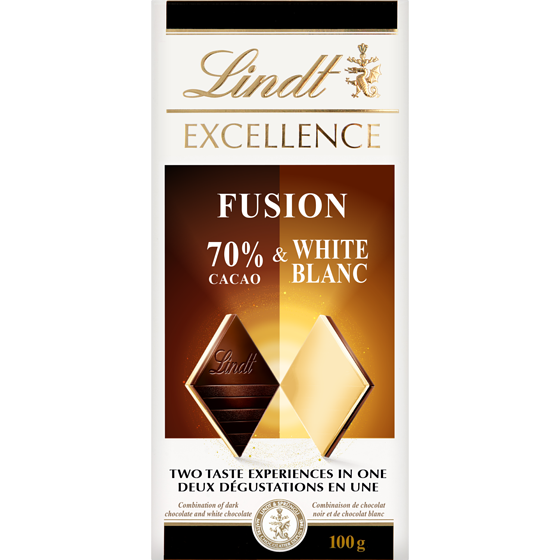 Lindt EXCELLENCE Fusion 70% Dark & White Chocolate Bar 100 g, $3.00/100g