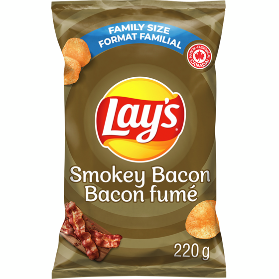 Lay's Smokey Bacon flavoured Potato Chips 220 g, $2.40/100g