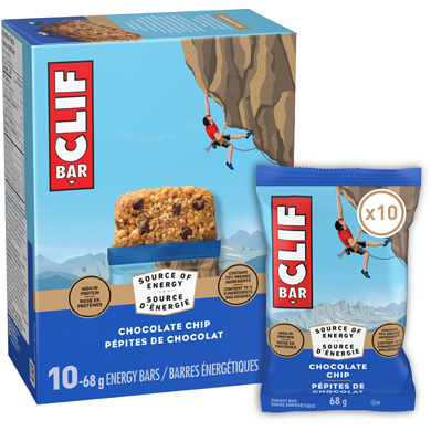 Clif Barres énergétiques Pépites de chocolat 10x68.0 g, 1,91 $/100g
