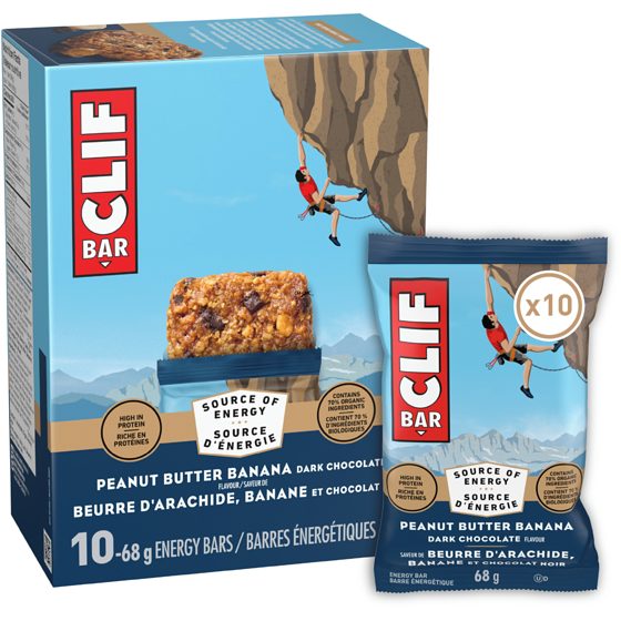Clif Barres énergétiques Beurre d’arachide, banane et chocolat noir 10x68.0 g, 2,35 $/100g