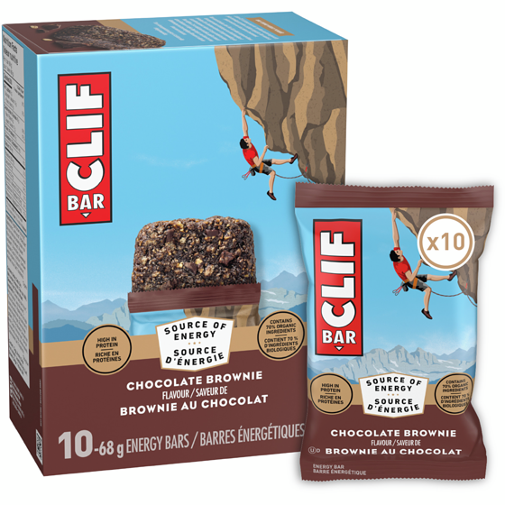 Clif Barres énergétiques, brownie au chocolat, barre granola, riche en protéines 10x68.0 g, 2,35 $/100g