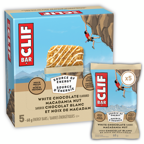 Clif Barres énergétiques, Chocolat blanc et noix de macadamia 5x68.0 g, 2,65 $/100g