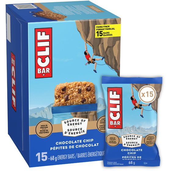Clif Barres énergétiques Pépites de chocolat, teneur élevée en protéines 15x68.0 g, 3,14 $/100g