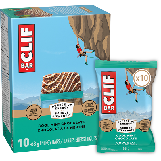 Clif Barres énergétiques Chocolat à la menthe, teneur élevée en protéines 10x68.0 g, 2,35 $/100g