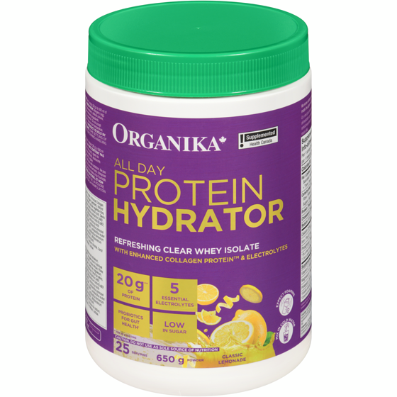 Organika All Day Protein Hydrator Powder Classic Lemonade 650 g, $11.54/100g