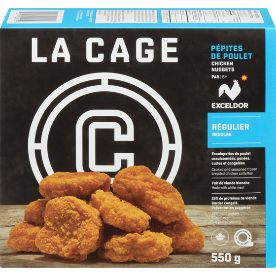 La Cage Pépites de poulet régulier 550 g, 2,64 $/100g