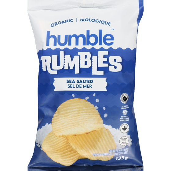 Humble Chips de pommes de terre ondulées sel de mer biologique 135 g, 3,33 $/100g