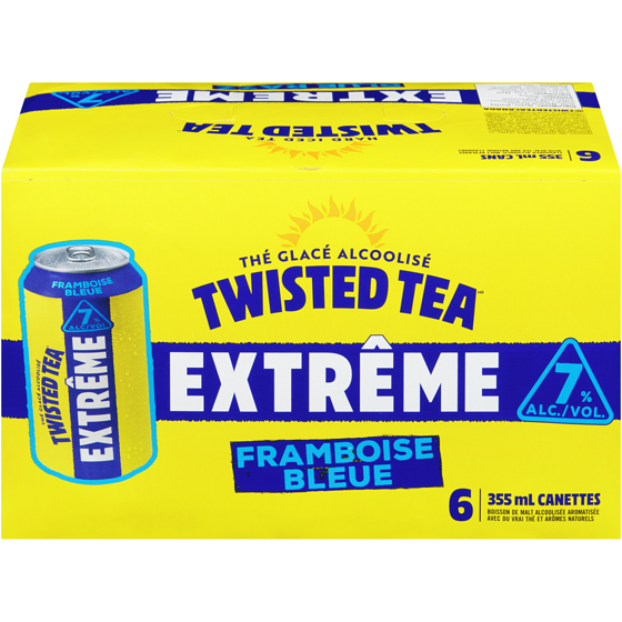 Twisted Tea Thé glacé alcoolisé framboise bleue (Pièce d’identité requise au moment du ramassage) 6x355.0 ml, 0,70 $/100ml