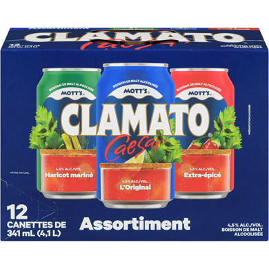 Mott’s Caesar boisson de malt alcoolisée assortiment (Pièce d’identité requise au moment du ramassage) 12x341.0 ml, 0,49 $/100ml