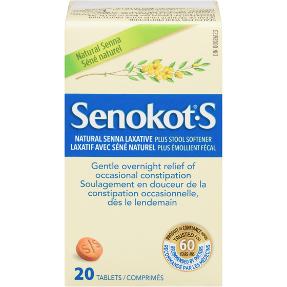 Senokot Natural Senna Laxative Plus Stool Softener 20 ea, $0.42/1ea