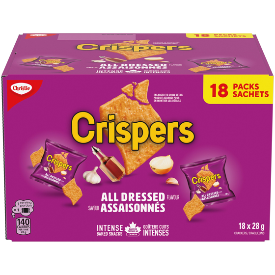 Christie Crispers assaisonnés, craquelins-collations, collations pour l’école (emballage de 18) 504 g, 2,58 $/100g