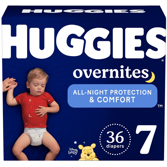 Huggies Overnites Nighttime Baby Diapers, Size 7 (41+ lbs), 36 Ct 36 ea, $1.00/1ea
