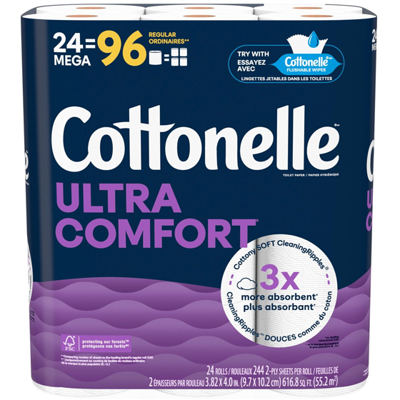 Cottonelle Ultra Comfort Toilet Paper, 24 Mega Rolls  24 ea, $1.54/1ea