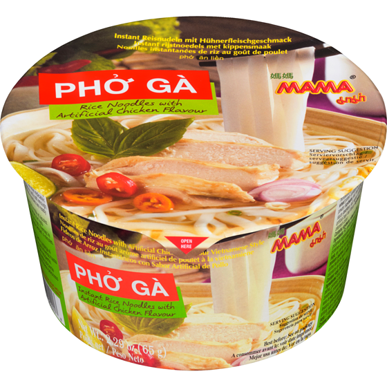 Mama Noodles Nouilles instantanées de riz au goût arôme artificiel de poulet phở gà 65 g, 1,98 $/100ml