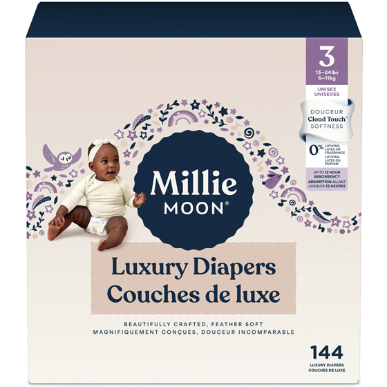 Millie Moon Couches de Luxe, Taille 3, 144 unités 144 ea, 0,29 $/1ch