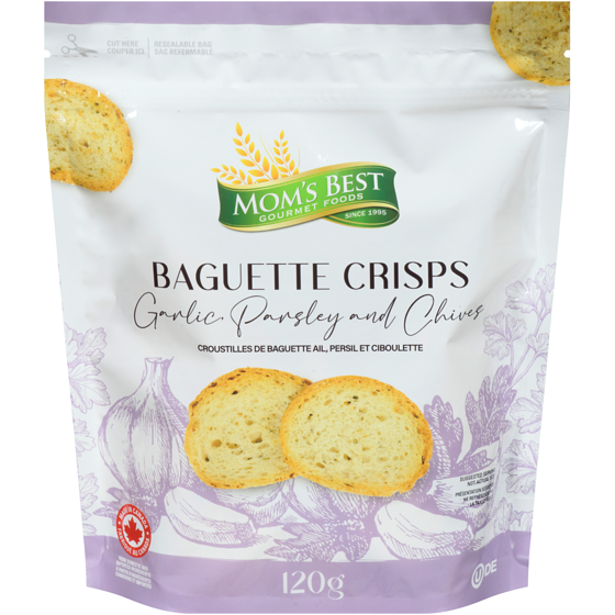 Mom’s Best Croustilles de baguette ail, persil et ciboulette 120 g, 3,33 $/100g