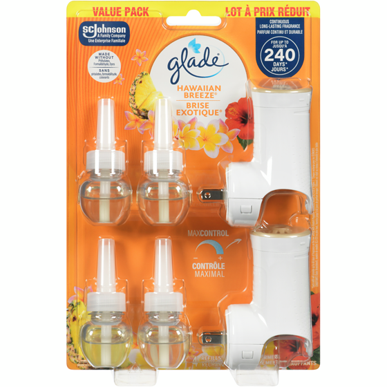Glade PlugIns Scented Oil Air Freshener 2 Warmers + 4 Refills, Hawaiian Breeze 6 ea, $3.33/1ea