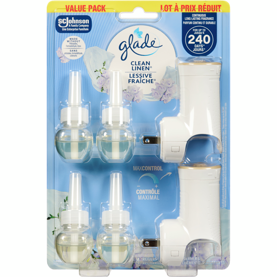 Glade PlugIns Scented Oil Air Freshener 2 Warmers + 4 Refills, Clean Linen 6 ea, $3.33/1ea
