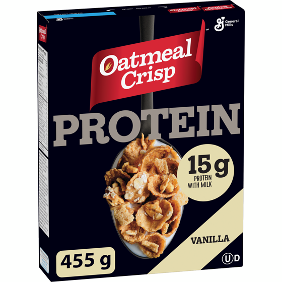 General Mills Oatmeal Crisp Vanilla Protein Cereal 455 g, $1.98/100g