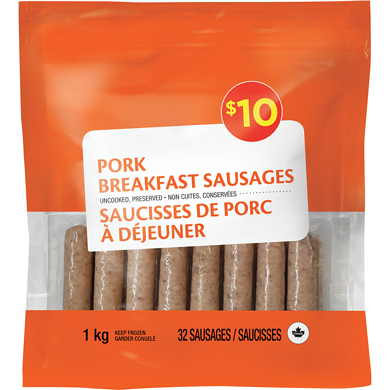 null Pork Breakfast Sausages 1 kg, $1.00/100g