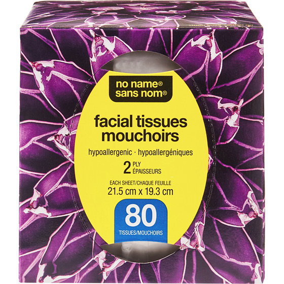 No Name Facial Tissues 2 Ply 80 Pack 80 ea, $0.02/1ea