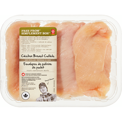President's Choice Free From Air Chilled Chicken Breast Cutlet, Tray Pack $26.65/1kg $12.09/1lb