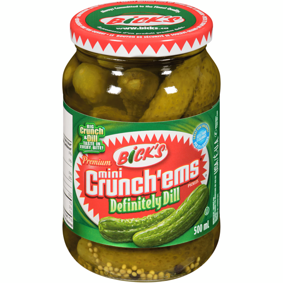 Bicks Mini Crunch'ems Premium Pickles Definitely Dill 500 ml, $1.20/100ml