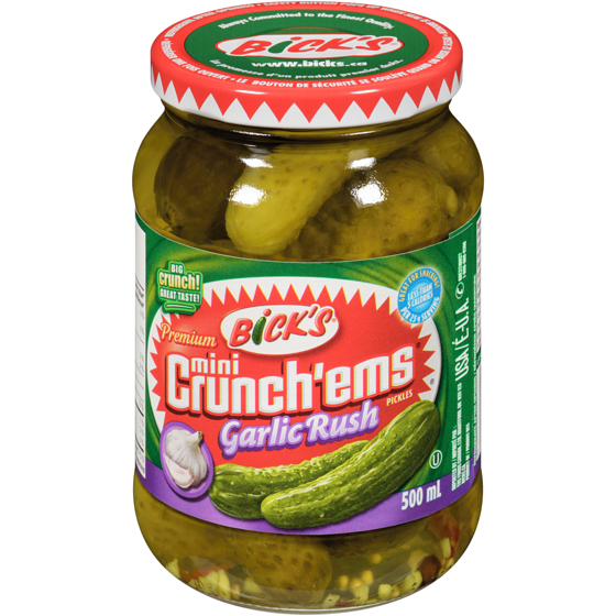 Bicks Mini Crunch'ems Premium Pickles Garlic Rush 500 ml, $1.00/100ml