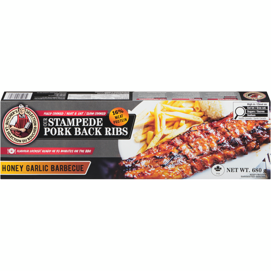 Butcher's Selection Our Stampede Pork Back Ribs Fast & Fabulous Honey Garlic 680 g, $1.76/100g