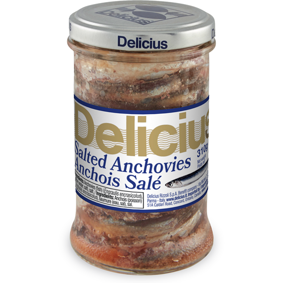 Delicius Salted Anchovies 310 g, $3.55/100g