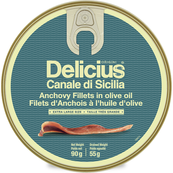 Delicius Canale di Sicilia Anchovy Fillets 90 g, $15.54/100g