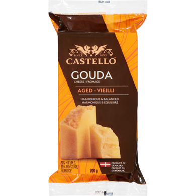 Castello Gouda Cheese Delightfully Nutty Aged 9 Months 31% M.F. 200 g, $5.00/100g