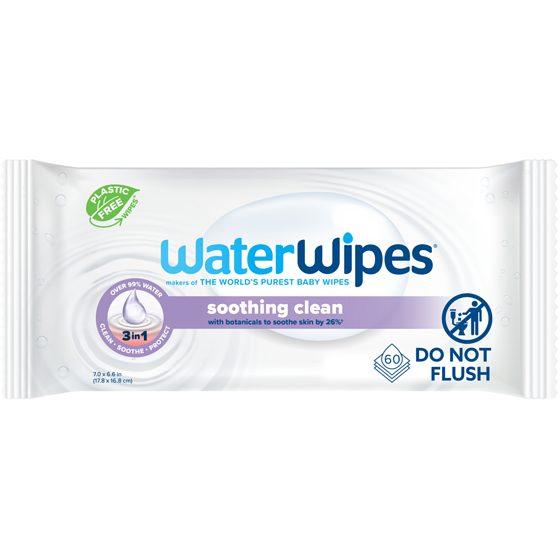 WaterWipes Sensitive+ Soothing Wipes, 3-In-1 Cleans, Cares, Soothes, 99% Water with Botanical Extract, Unscented & Hypoallergenic Baby Wipes, 60 Count 60 ea, $0.13/1ea