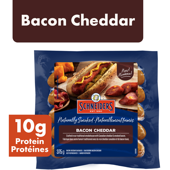 Schneiders Saucissons fumés bacon cheddar 375 g, 3,86 $/100g