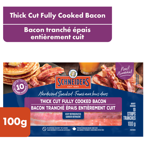 Schneiders Thick Cut Fully Cooked Bacon 100 g, $4.00/100g