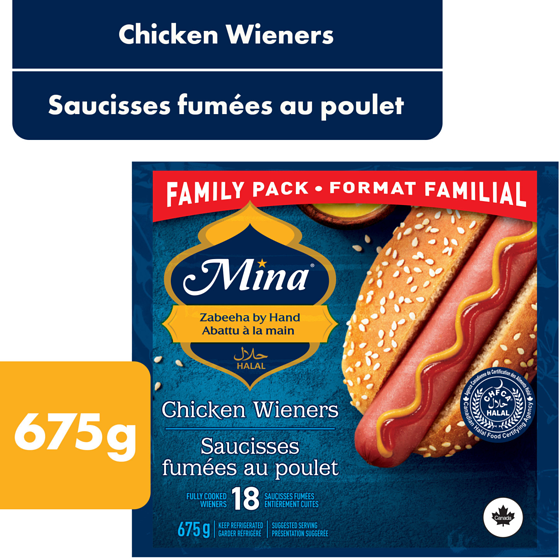 Mina Halal Chicken Wieners 675 g, $0.89/100g