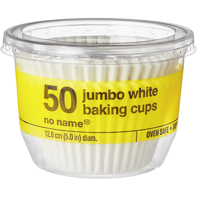 No Name Jumbo White Baking Cups 50 Pack 50 ea, $0.05/1ea