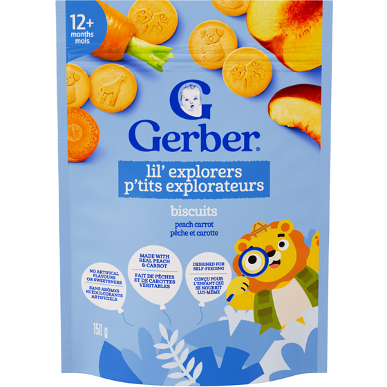 Gerber Gerber Lil' Explorers Peach Carrot Biscuits, 1 Yr & Up 150 g, $3.33/100g