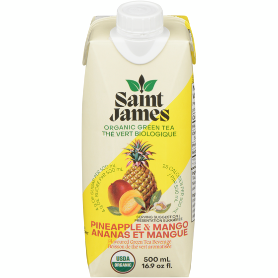 Saint James Organic Green Tea, Pineapple & Mango 500 ml, $0.40/100ml