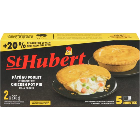 St Hubert Tourte au poulet, entièrement cuite 550 g, 1,63 $/100g