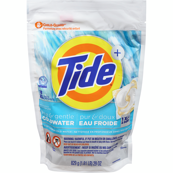 Tide PODS Free and Gentle Coldwater Laundry Detergent Pacs, 18 Count, Hypoallergenic Laundry Detergent Pacs 18 ea, $0.72/1ea